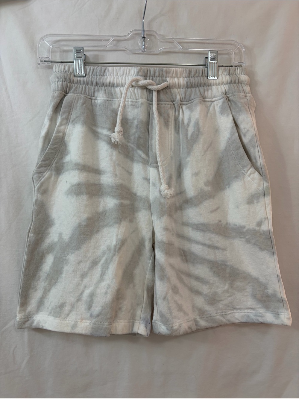 Men’s or Boys Tie-Dye Drawstring Lounge Shorts - White/Grey